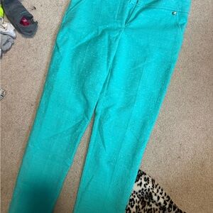 Trina Turk Capri Turquoise Blue Cropped Pants